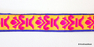 Wholesale Neon Pink, Yellow And Blue Embroidery Fabric Lace Trim, Approx. 24mm Wide - 140316L72